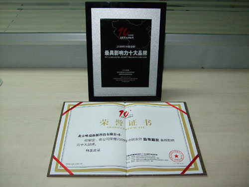 Vewell榮獲2009年中國安防十大品牌
